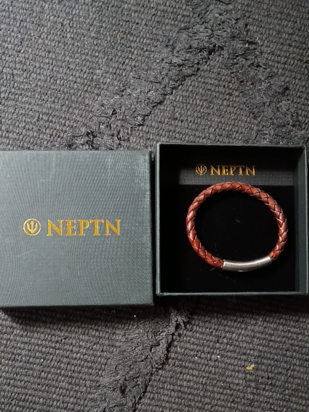 Brown Braided Leather Men's Bracelet with Silver Clasp